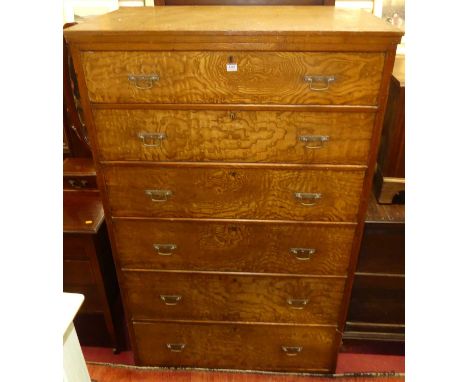 A Victorian ash and oak six-drawer chest (formally section from a larger wardrobe), w.99cm 