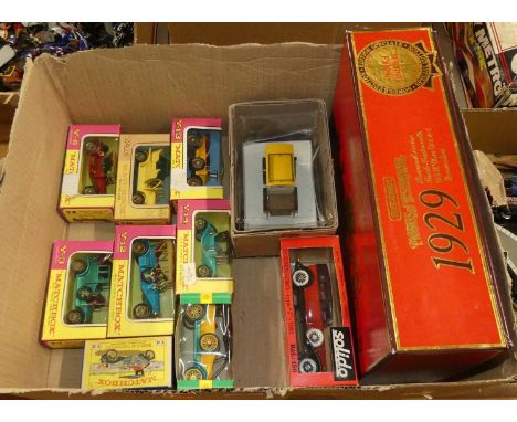Two trays of mixed Matchbox Models of Yesteryear diecast vehicles, plastic kits and Hornby 00 accessories, to include a 1929 
