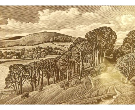 Howard Phipps - Melbury Beacon, woodcut print, signed titled and numbered in pencil to the margin 65/150, 12x17cm, together w