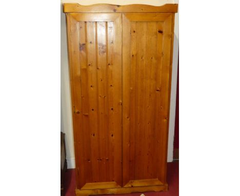 A modern pine double door wardrobe, width 92cm