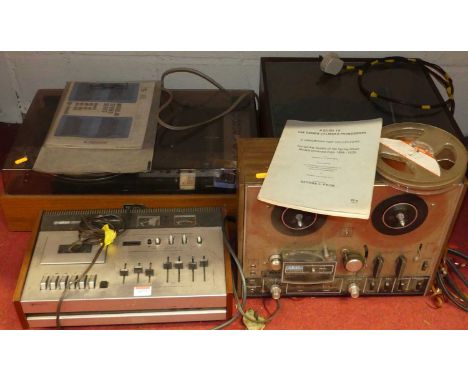 Vintage recording equipment  to include Yamaha Model TB-700 stereo cassette tape deck, and Akai reel to reel player, Yamaha t