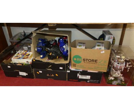 A large collection of mixed collectables to include robots, Lego, board games, Thomes the Tank Ertl model trains, plastic din