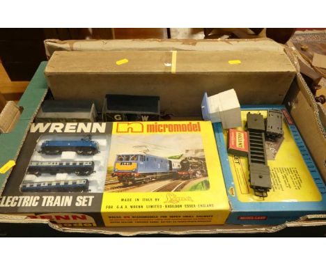 A collection of mixed scale railway related goods wagon, passenger stock and gift sets, to include a Wrenn Micro Model diesel