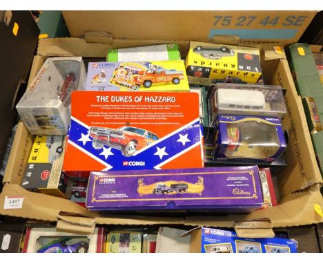 Two trays of boxed modern issue diecast, to include Vanguards Rover P4, Corgi Guinness Bedford TK box van etc