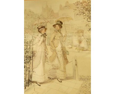 A box of assorted prints to include portrait miniatures, pair reproduction silhouettes, other silhouettes, etc