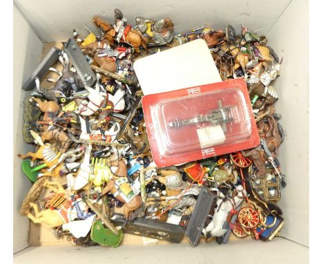 One box of plastic and white metal cavalry and military figures to include Del Prado, Britains Deetail and others