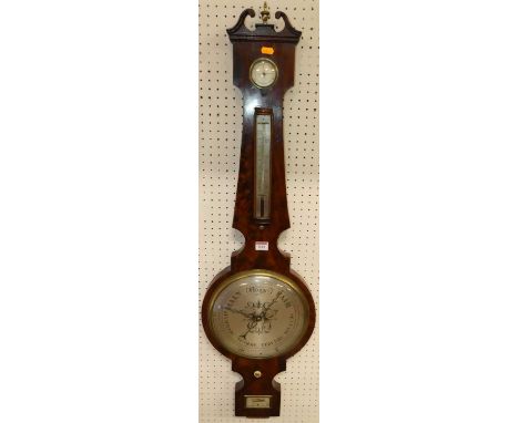 P. Salvadi - an early 19th century mahogany four-dial wheel barometer, signed to the balance dial, h.107cm