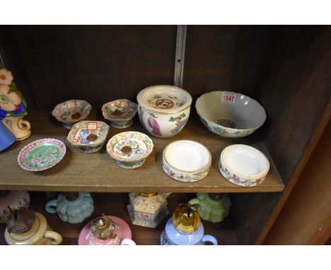 A small quantity of Chinese famille rose porcelain, to include a small bowl, Jiaqing six character seal mark, 14.5cm diameter