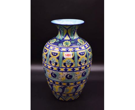 A large Cantagalli Iznik style vase,&nbsp;36.5cm high.&nbsp; 