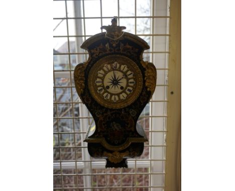 A good late 19th century ebonized and boulle wall clock,&nbsp;the enamel dial and movement both signed 'Hy Marc, Paris', 44.5
