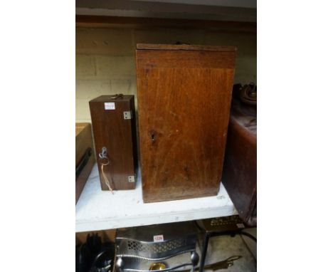 A Beck monocular microscope, in box; together with another student's microscope. (2) 