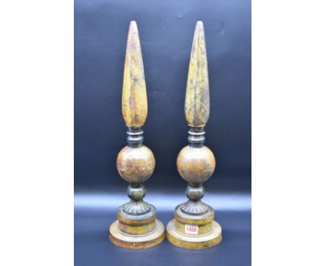 A pair of patinated metal decorative finial style sculptures,&nbsp;53cm high. 