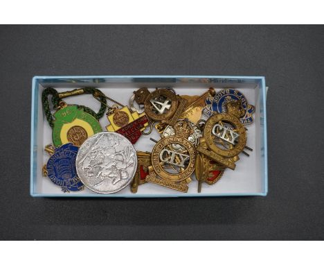 A collection of badges,&nbsp;to include Hong Kong Jockey Club enamel examples; together with medal ribbons.&nbsp;&nbsp; 