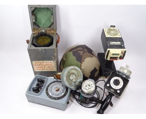MARINE/MILITARY INTEREST hand bearing compasses ETC including a Type 06.A WWII example with broad arrow mark in original trav
