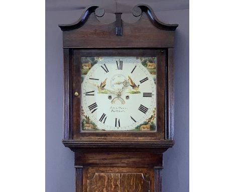 JOHN OWEN PWLLHELI CIRCA 1840 OAK LONGCASE CLOCK with 14inch square dial set with Roman numerals, subsidiary seconds dial and