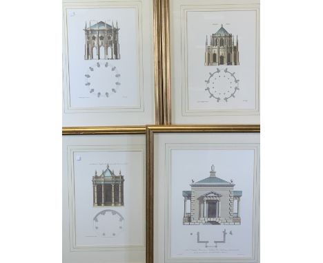 ARCHITECTURAL TYPE PRINTS - Gothic Temple (2), 40 x 28cms both and two others