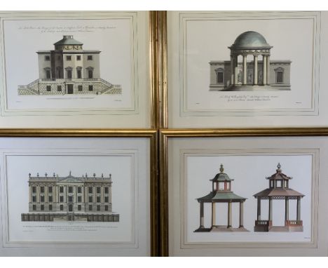 W CHAMBERS architectural type prints (2), - 'Tanfield Hall' Yorkshire, 33 x 46.5cms and one other, along with two other inclu