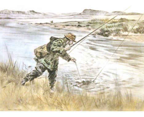 HENRY WILKINSON (1921 - 2011)
'The Fisherman'
Limited edition pencil signed print, 13/150, 27.5cm x 36cm.
