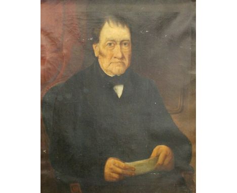 W.J. CHAPMAN
Portrait of Thomas Owen Sturkey
Oil on canvas, 80cm x 66.5cm. Condition Report The inscription on the letter on 