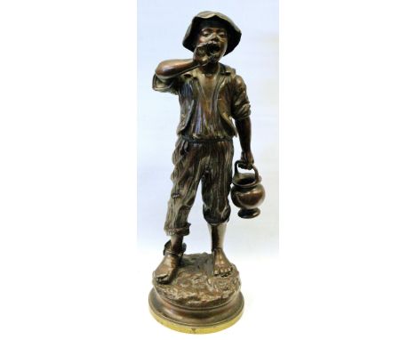 Cast bronze model, 'The Waterboy', signed Dubois, 40cm high.