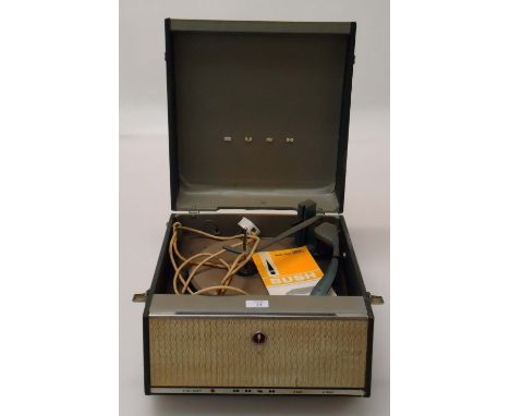 A Bush SRP31D record player, with operating instructions, grey hinged case