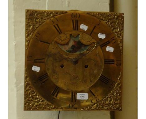 Gillett and Healy, Manchester, a George III brass 13 1/4 inch calendar moon phase longcase clock dial, and eight day movement