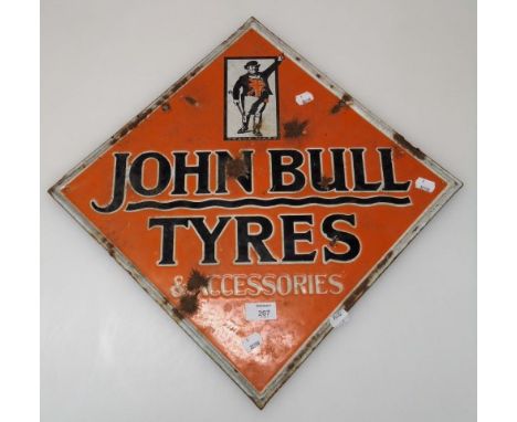 A twin sided John Bull Tyres enamel sign