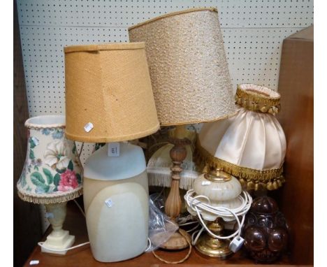 A Tremaen Pottery table lamp, together with various others, including a pair of soapstone lamps, etc
