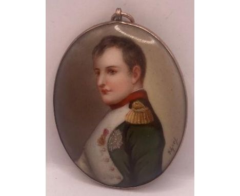 Jewellery : Napoleon coloured enamel in yellow metal surround, very interesting item, great markings on reverse, including Fi