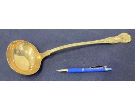 Large heavy silver plated soup ladle by Mappin and Webb