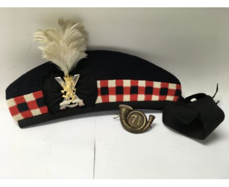 A vintage Glengarry hat together with a 71st Light foot infantry cap badge - NO RESERVE