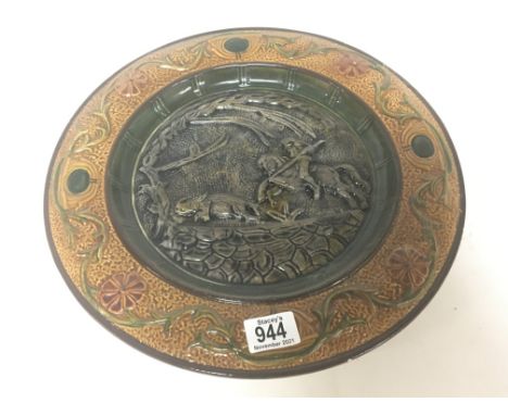 A Continental early 20th century wall plaque decorated with a hunting scene - NO RESERVE