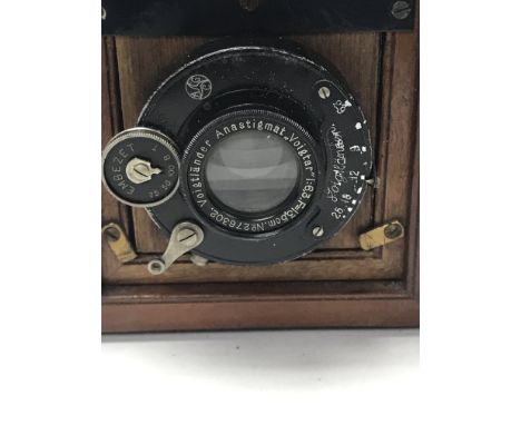 A small mahogany brass bound quarter plate camera - NO RESERVE