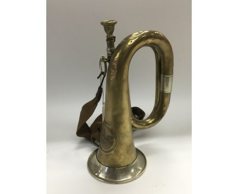 A WW1 Imperial German Prussian infantry bugle and shoulder strap.