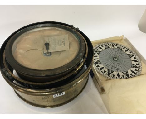 A large Vintage Ships gimbal Compass a Type 10 Dry magnet axis 625 maker Kelvin &amp; Hughes ltd No K20022 with a spare dial.