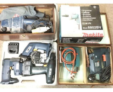 A Collection of Boxed Power Tools including Drills. A Sander. And Jigsaws.(4).
