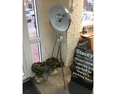 A modern standard lamp raised on a tripod base, approx height 154cm.