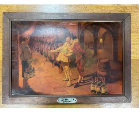 An oak framed Corvoisier Cognac advertising picture