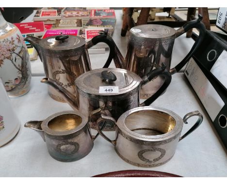 A JOESPH ROGERS &amp; SONS SILVER PLATED FIVE PIECE TEA SERVICE 