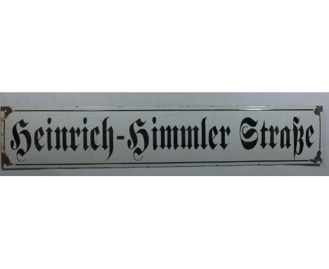 NAZI ENAMEL HEINRICH HIMMLER STRASSE SIGN, LENGTH 80CM 