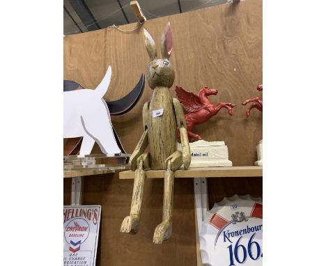 A LARGE WOODEN RABBIT SHELF PUPPET MODEL 