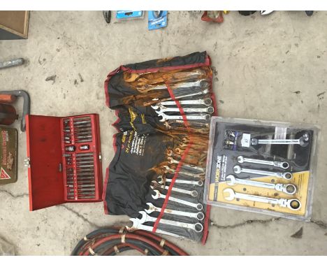 TWO SPANNER SETS AND A CASED STAR BIT SET 