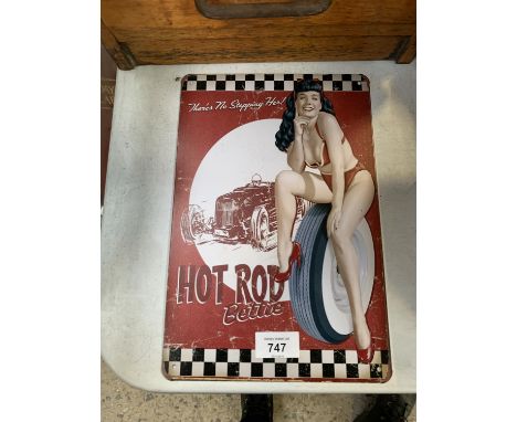 A VINTAGE METAL 'HOT ROD' SIGN 