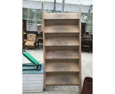 A SIX STEP SET OF WOODEN STAIRS 