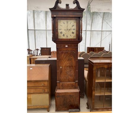 A HALLIWELL OF WARRINGTON MAHOGANY EIGHT DAY LONGCASE CLOCK WITH SECOND AND DATE DIALS 