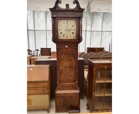 A HALLIWELL OF WARRINGTON MAHOGANY EIGHT DAY LONGCASE CLOCK WITH SECOND AND DATE DIALS 