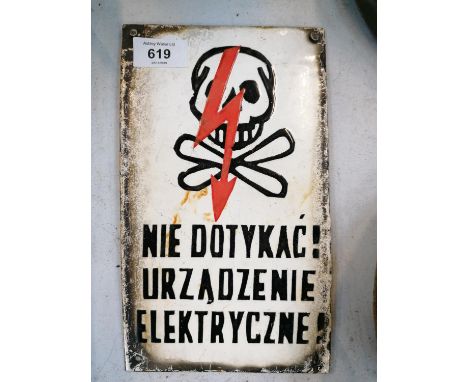 A POLISH ENAMEL 'DANGER' SIGN 