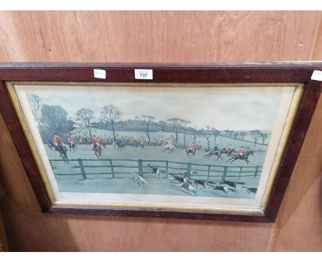 A HUNTING SCENE PRINT SIGNED CECIL ALDIN 