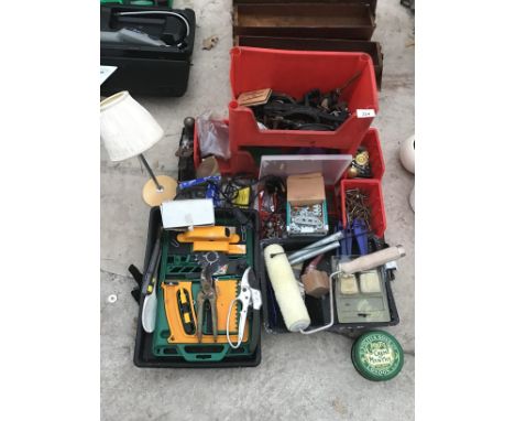 A QUANTITY OF TOOLS AND HARDWARE 