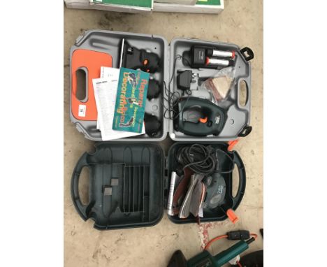 A CASED BLACK AND DECKER QUATTRO AND A CASED BLACK AND DECKER SANDER 